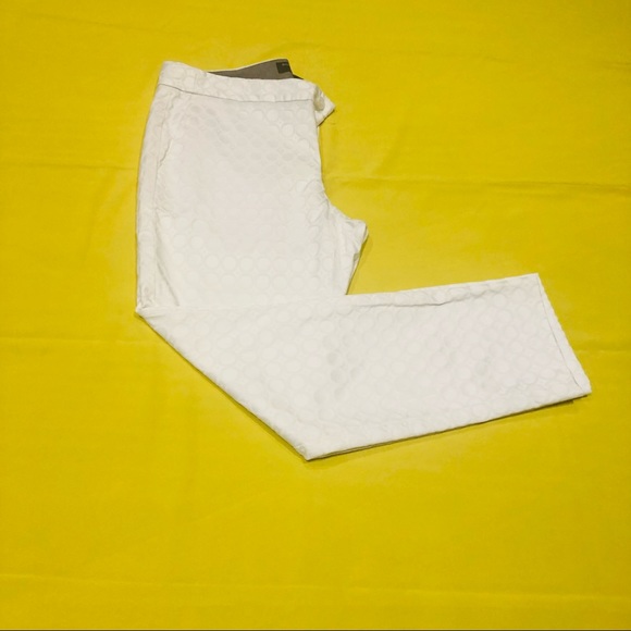 Banana Republic Hampton Fit Size 6 White Textured Circle patterned pants - Picture 5 of 9